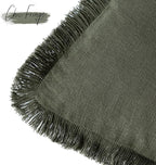 Foindtower Set of 2 Decorative Linen Fringe Throw Pillow Covers Cozy Farmhouse Cushion Cover with Tassels Accent Pillowcase for Couch Chair Sofa Bed Living Room Home Decor,22×22 Inch,Dark Olive Green