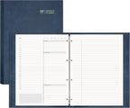 EMSHOI Undated Daily Planner 9.2" X 12", A4 To Do List Notepad, 240 Pages Ring Binder Planner Hardcover Leather Notebook for Work Business Meeting, with Yearly Schedule, Habit Tracker, Blue