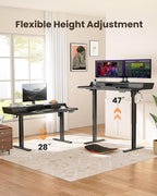 ErGear Electric Standing Desk with Drawers, 48″ x 24″ Gaming Table Compatible Monitor Stand, Stand up Desks, Home Office Height-Adjustable Desk with Storage Shelf, 4 Preset Heights, Black