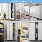 SUPEER 6 Doors Metal Locker for Employees with 18 Hooks and Business Card Holder,Metal Locker with Ventilation Holes for School Garage Office Gym Home,Assembly Required,Grey-White