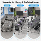 Goakwwuz Conference Room Table, Folding Conference Tables,Thicken Grey Tabletop,Flip Top Wooden Seminar Meeting Room Table for Conference Room Offices (8, Grey, 70.8”)