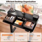 Kingant 40 x 24 Inch Electric Standing Desk with Dual Drawers, Height Adjustable Sit to Stand Computer Desk with Storage Shelf and C-Clamp Mount Compatibility for Home Office, Black