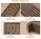 66.9Inch Wooden Room Partition - 6 Panels Boho-Styled Space Room Divider for Home/Office, Headboard & Yoga/Photo/Video Call Backdrop (Brown)