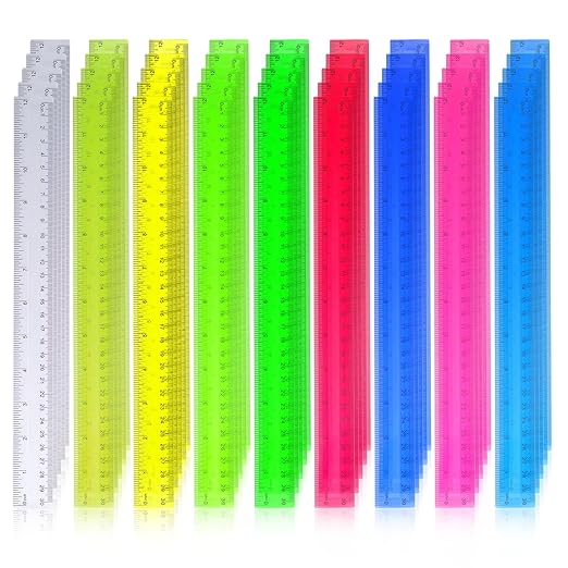 630 Pcs 12 Inch Plastic Rulers Bulk Color Clear Ruler Assorted Color Metric Straight Ruler with Inches and Centimeters for Kids School Classroom Student Back to School Office Gifts Supplies 9 Colors