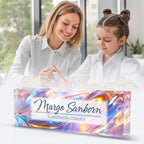 Personalized Name Plate for Desk Custom Acrylic Desk Name Plate Custom Employee Appreciation Gifts Office Gifts for Women, Men, Boss, Coworkers, Teacher, Nurse (Colored Glaze)