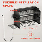 VDEVY Power Tool Organizer Wall Mount with Charging Station, 8 Outlet Heavy Duty Metal Garage Tool Storage Rack, 23 Inch 3 Tier Shelves for Workshop & Garage Organization