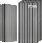 TO-TH Wood-Look Acoustic Wall Panels, 10 Pack 47.2” x 23.6” Sound Panels, Decorative Wood Panels for Wall Sound Dampening Panels for Home, Office, Basement, Gray Oak with Mitered Edges