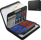 JUNDUN 5200℉ Fireproof Document Organizer, Multi-Pockets Accordion File Organizer with Zipper & Labels, Upgraded Heat Insulated 13 Pockets Expanding File Folder for Letter A4 Files and More