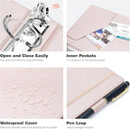 Ospelelf Vintage Hardcover 3 Ring 1 inch Leather Binder, Professional Binders Organizer Suitable for Letter Size Documents, Binder Dividers with Tabs, Faux Rose Gold Leather