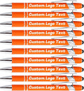 HEYZARDA Personalized Pens with Name Text Logo Custom Ballpoint Pen for Business Office Events with Stylus for Touchscreen 20 Pcs Orange