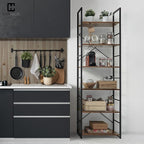 CAPHAUS 6 Tier Bookshelf, 24 Inch Width Free Standing Shelf, Bookcase Shelf Storage Organizer, Industrial Book Shelves for Home Office, Living Room, Kitchen, Rustic Oak Vintage Shelves & Metal Frame