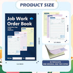 150 Sets Job Work Order Form Book 3 Part Carbonless Work Order Invoice Book 5.5 x 8.3 inch Job Order Forms with Numbers and Tear Off Top with Hard Backing for Business Service (3)
