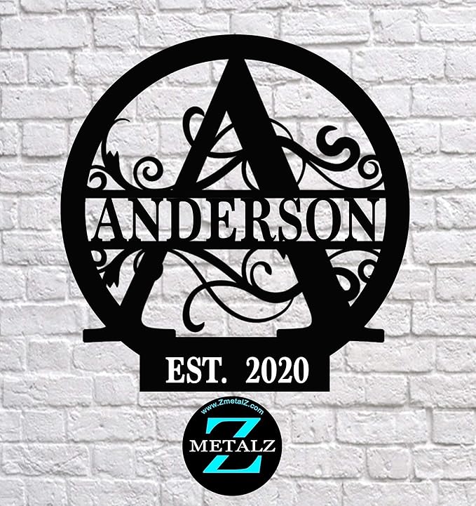 Personalized Metal Monogram Sign EST. Wedding Gift. Family Name Sign. Outdoor Name Sign. Anniversary. Last Name Sign. Metal Sign. Front Door.