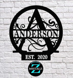 Personalized Metal Monogram Sign EST. Wedding Gift. Family Name Sign. Outdoor Name Sign. Anniversary. Last Name Sign. Metal Sign. Front Door.