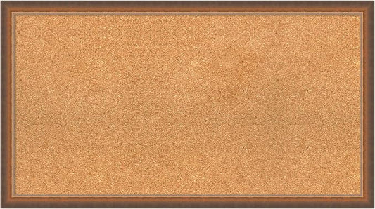 Amanti Art Natural Cork Board for Wall, 20x36 Vision Board with Bronze Frame, Large Corkboard Office Decor for Home Organization, Modern Corkboard Pinboard to Display Items for Home Organization in