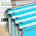 Nordun Plastic Hanging File Folder Extra Capacity,12 Pack Reinforced Hang Folders with Heavy Duty 2 Inch Expansion,Filing Cabinet Folders Letter Size,Hanging Organizer Designed for Bulky Files(Blue)