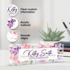 Personalized Name Plate for Desk, Custom Desk Name Plate, Acrylic Name Plate Office Desk Accessories, Personalized Office Gifts for Coworkers Teachers, Employee Appreciation Gifts (A-WaterColor3)