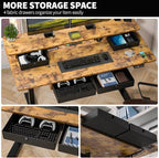 Kingant 55 x 30 Inch Electric Standing Desk with 4 Drawers, Adjustable Height Computer Desk for Home Office, Large Workstation Sit Stand Up Desk with Built-in USB A/C Charging Ports, Rustic Brown