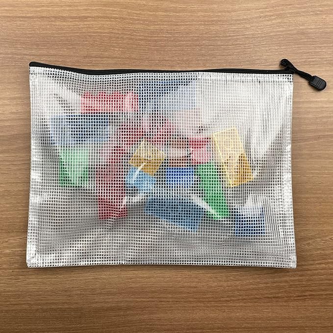 Oaimyy-18 PCS-6" x 8" Inch -Mesh Zipper Pouch, Plastic Zip File Folders Puzzle Bags for Organizing,Office Supplies,Travel,Home Storage-Multicolor