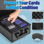 MewVeer Trading Card Storage Box, Graded Card Case, Top Loader Storage Cases with Lock, Hard Card Boxes for Sports Cards hold up to 70 PSA, 250+ Top Loaders