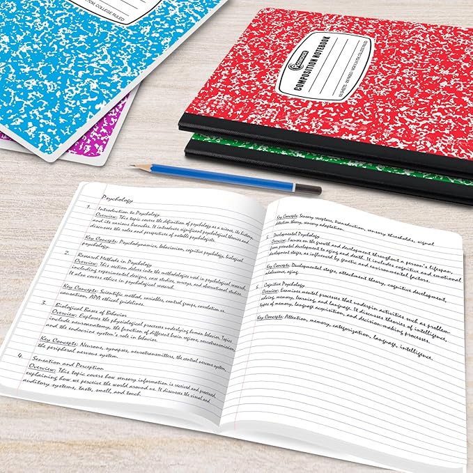 Rosmonde 50 Pack Bulk Composition Notebooks College Ruled, 200 Pages (100 Sheets), 9-3/4 x 7-1/2, Bulk School Supplies, Bulk College Ruled Notebooks, Bulk Assorted Colors Marble Notebooks for School