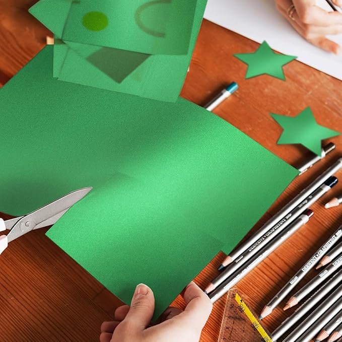 Goefun 100 Sheets Green Shimmer Cardstock 8.5 x 11, 80lb Card Stock Printer Paper for Christmas, Invitations, Certificates, Crafts, Card Making