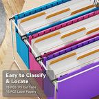 Ansook Legal Size Hanging File Folders Extra Capacity,Heavy Duty 4" Expandable File Cabniet Folder with 1/5 Tabs,6 Pack Plastic Hanging Folders,Hanging File Organizer for File Frame Box