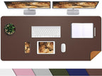 Leather Desk pad Protector, Large Desk mat with Natural Cork & PU Leather,Mouse pad,Non-Slip Office Desk Mat,Waterproof Desk Writing Pad for Office and Home (47in*23.7in,Coffee)
