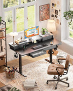 ErGear Electric Standing Desk with 4 Drawers, Height Adjustable Desk with Storage, C-Clamp Mount Compatible, Computer Home Office Table with Cable Management Tray