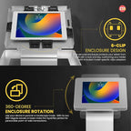 Premium Kiosk Floor Stand – CTA Locking Support Base Kiosk for iPad 11 (A16) - Pro 11-inch M4 - Air 11-inch M3- iPad 10th Gen - Galaxy Tab & More Tablets - Silver - (PAD-PARAFS)