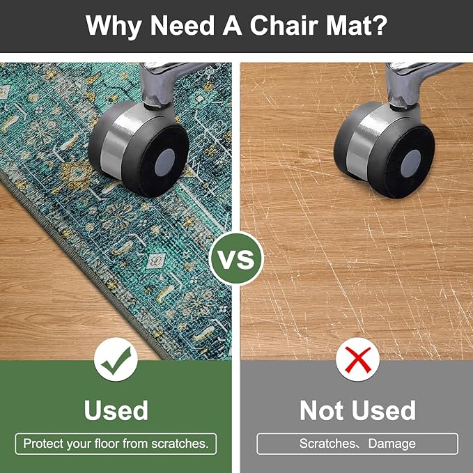 Anidaroel 36"x48" Chair Mat for Hardwood Floor/Tile Floor, Desk Chair Mats for Hard Floors, Under Desk Rug Protector for Rolling Chair, Computer Gaming Chair Mat, Low Pile Carpet Floor Mat