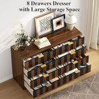 8 Drawer Dresser for Bedroom, Modern Double Dresser, 48" Wide Chest of Drawers with Anti-Tipping & Metal Handles, Mid Century Wooden Storage TV Stand, Closet Dresser for Living Room, Entryway, Walnut