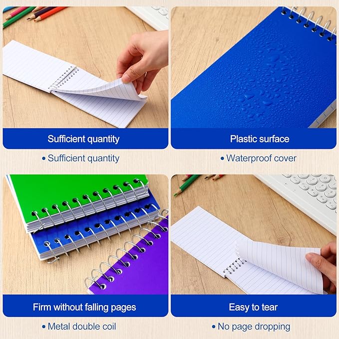 40 Pcs Small Pocket Notebooks 3 x 5 Inch Mini Memo Spiral Notepads Top Bound College Ruled Lined Note Pads for Back School Office Journaling Noting, 75 Sheets/Pad (Dark Color)