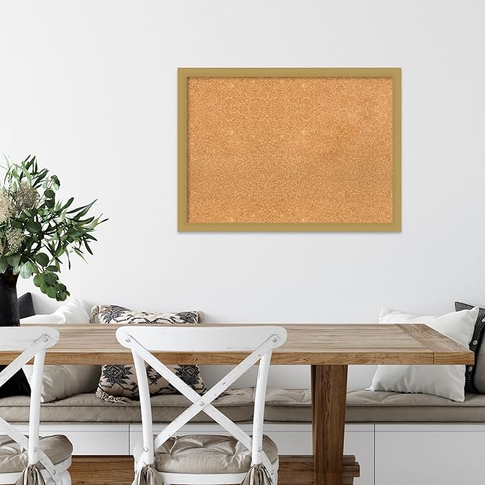 Amanti Art Natural Cork Board for Wall, 22x30 Vision Board with Gold Frame, Medium Corkboard Office Decor for Home Organization, Casual Corkboard Pinboard to display items for home organization