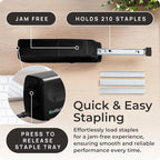 EcoElectronix Portable Automatic Electric Stapler Pro - 30 Sheet Capacity, Quiet Operation, Jam-Free and Easy Reload - AC Adapter/Battery Powered, (Black)