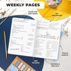 Clever Fox Planner Premium Edition – Undated Luxurious Weekly & Monthly Planner to Increase Productivity and Hit Your Goals – Organizer – Start Anytime, A5, Lasts 1 Year, Light Blue (Weekly)