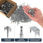 Sumloty 50-Pack 304 Stainless Steel Fence Staples, 1.6 Inch Reusable Fence Screw Nails for Wire Mesh and Woven Fencing, Easy Install with Power Drill