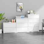 LONGLINK 3 Drawer Lateral File Cabinets with Lock,Metal Filing Cabinet for Home Office,Wide Office Storage Cabinet with Hanging Bars for A4 Legal/Letter Size(White-Easy Assembly)