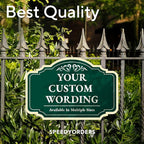 Custom Decorative Outdoor Metal Sign - Personalized Aluminum Driveway Sign, Waterproof, Made In USA - Design 2 Forest Green 14x10 In