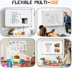 NEWBULIG White Board, 48" x 32" Magnetic Dry Erase Board for Wall with 1 Dry Eraser & 2 Multi-Color Markers & 4 Magnetic Pins, Silver Aluminum Frame for Office, Home, School