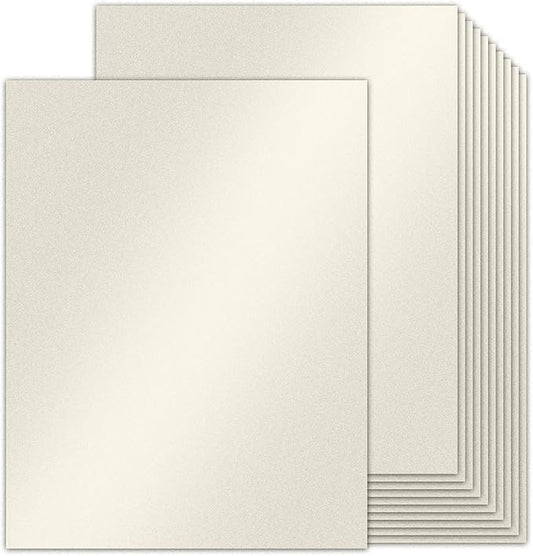 100 Sheets Silver Shimmer Cardstock 8.5 x 11 Metallic Paper, Goefun 80lb Card Stock Printer Paper for Invitations, Crafts, DIY Cards，Graduations