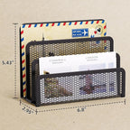 Marbrasse Mail Organizer for Desk, 3-Slot Mesh Metal Mail Holder countertop, Letter Holder, Office Desktop Envelope and Document Storage Rack (Black)