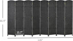 HOMCOM Room Divider, 8 Panel Folding Privacy Screen, 5.6' Tall Freestanding Wall Partition for Home Office, Bedroom, Black