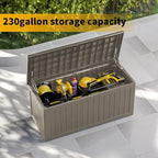 Decksplore 270 Gallon Outdoor Storage Box Waterproof Lockable Resin Deck Box Large, Patio Storage Bin for Pool Accessories Cushion Furniture, Garden Tools, UV-Resistant Outside Delivery Grey