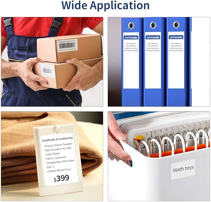 Risio Thermal Labels 1.57"x1.18"(40x30mm),220 Labels/Roll(5 Rolls),Waterproof, Oil-Resistant, Scratch-Resistant Thermal Label Paper,for Barcode/Address/Mailing/Logo/Business/Home