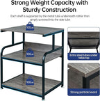 Fannova Large Printer Stand Table 23.6 x18.9 x 30 Inches with Height Adjustable Storage Shelf, 3 Tier Rolling Printer Cart with Wheels for Home Office, Gray