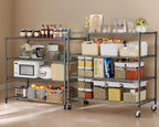 Himimi 4 Tier Wire Shelving with Wheels Heavy Duty Height Adjustable Metal Shelves for Storage, Commercial Grade Steel Utility Wire Rack for Kitchen Garage Pantry Organization-24×48×72, Black