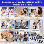 Leumoi 24 Pcs Digital Kitchen Timers Magnetic Back Timers Bulk Large Screen Loud Alarm On/Off Switch Minute Second Count up Countdown Memory Setting for Cooking Classroom Exercise (Sliver and Blue)