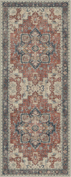 GENIMO 2x5 Runner Rugs for Hallway, Machine Washable Non Slip Vintage Rugs, Low Pile Lightweight Soft Print Rug for enrtyway, Corridor, Home Office, Kitchen, Bordeaux