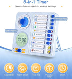 3-in-1 Visual Timer Task Timer with Chore Chart Board, ADHD Tool for Kids Adults Visual Schedule for Kids with Autism, Daily Checklist for Home, School, Classroom, Desk, Chore Chart